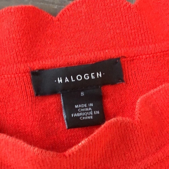 Halogen Nordstrom Bright Fiery Red Scalloped Sweater Size Small - Picture 2 of 5
